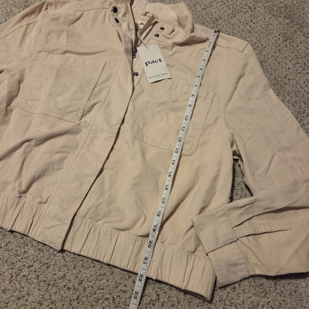 NWT Pact Corduroy Bomber Jacket Sandshell Beige Women's XL Modern Organic Cotton - Picture 6 of 9